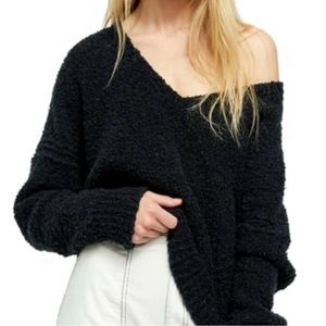 Free people Icing V neck, fuzzy sweater